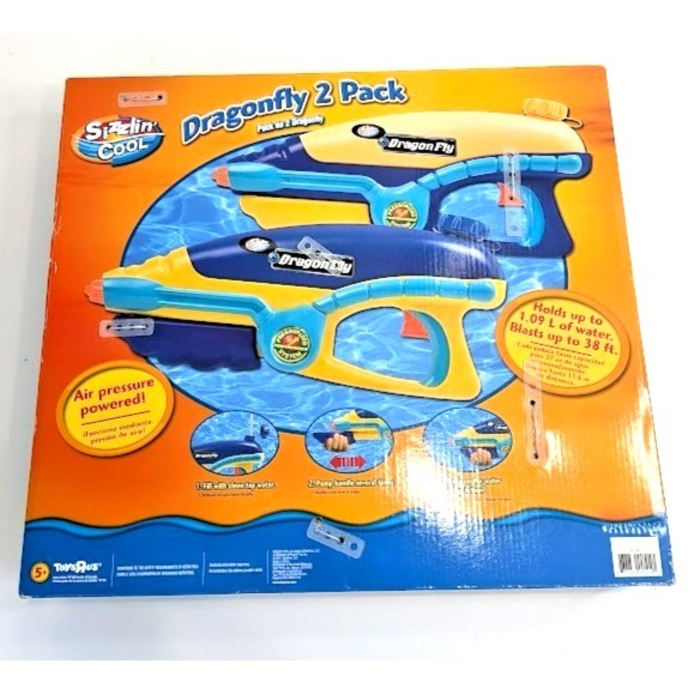 Original Sizzlin' Cool Pressurized Dragon Fly 2 Pack Water Guns New In Box - Picture 2 of 2